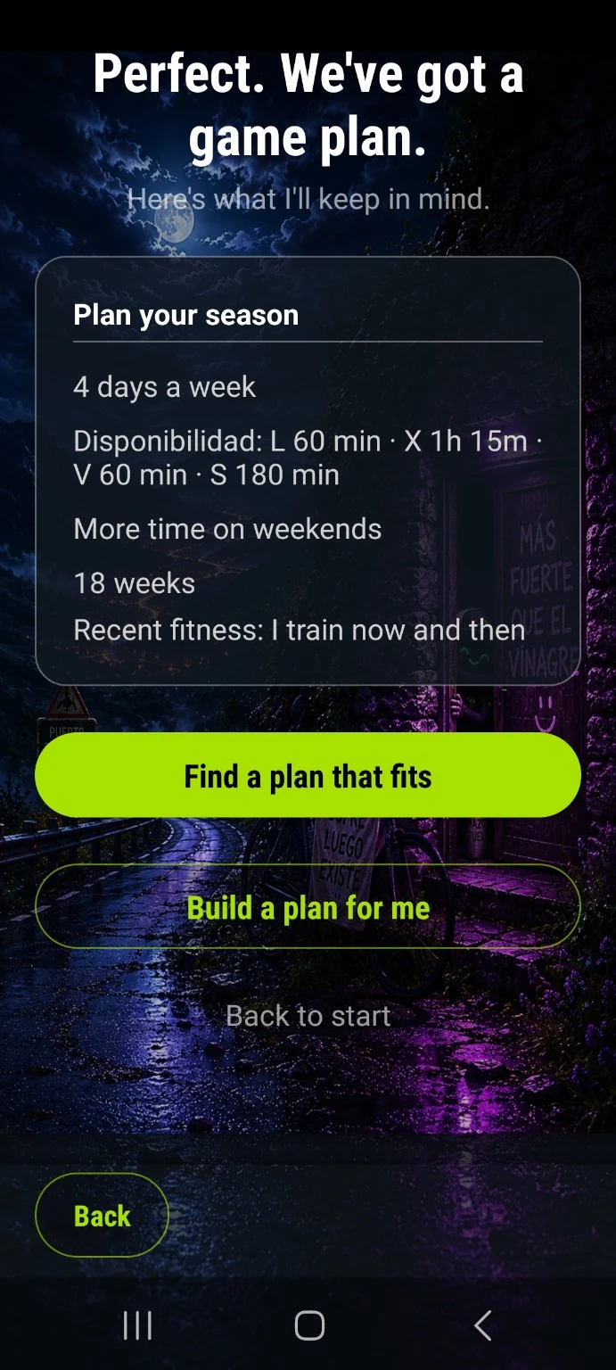 Plan guided by Baldomero in VinApp