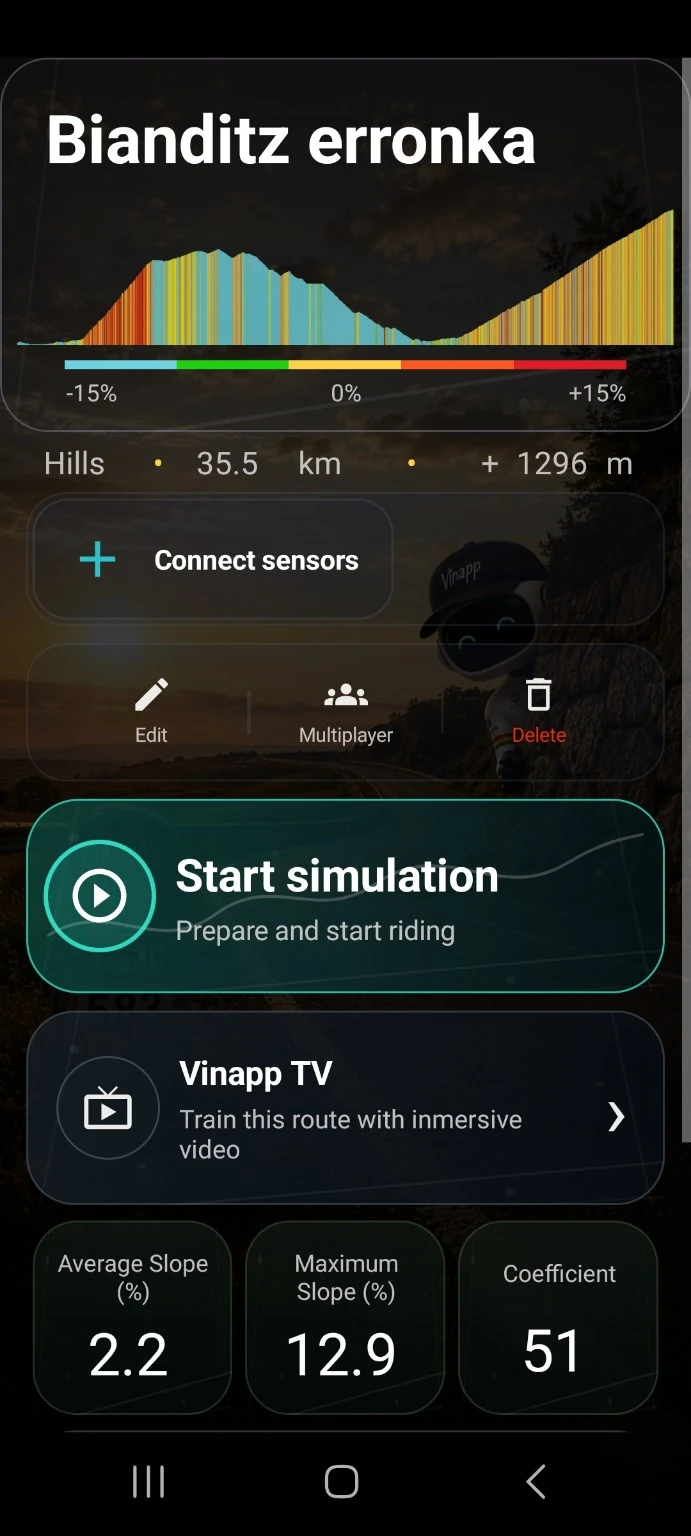 Route simulation in VinApp