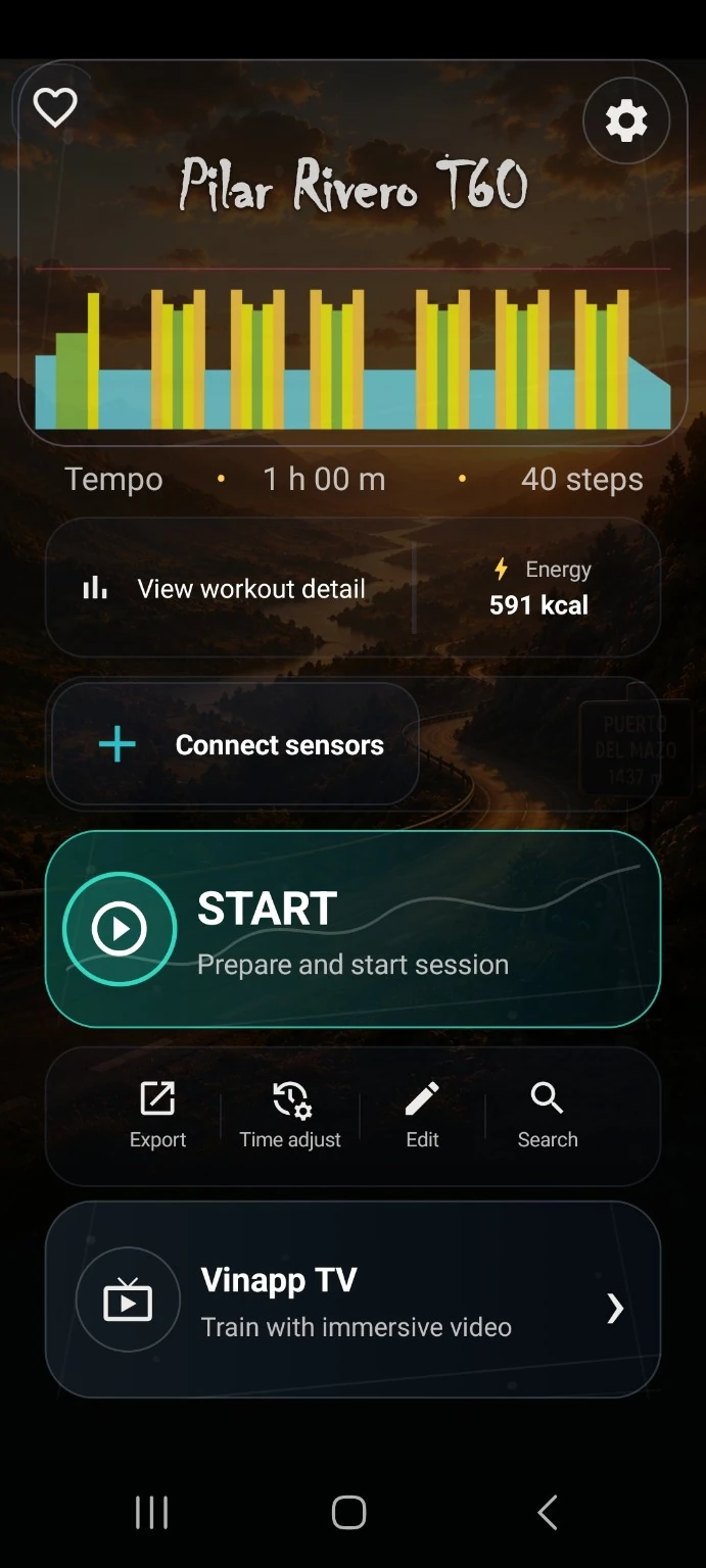 Workout preparation in VinApp