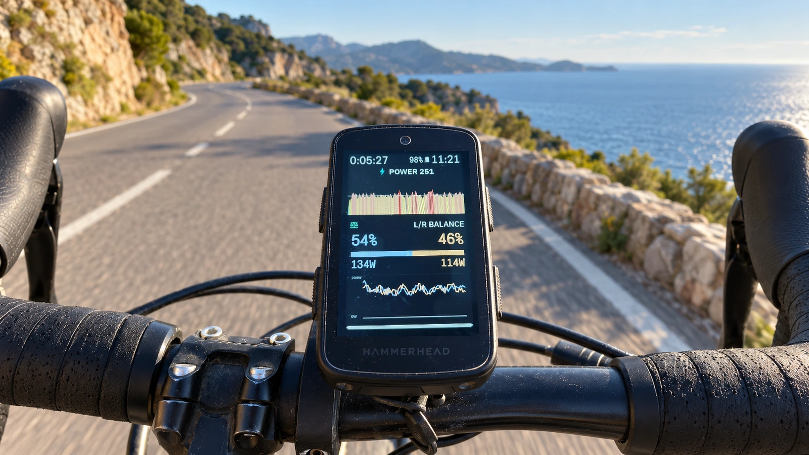 VinHkE L/R Balance on a coastal ride showing left/right balance and 90-second chart